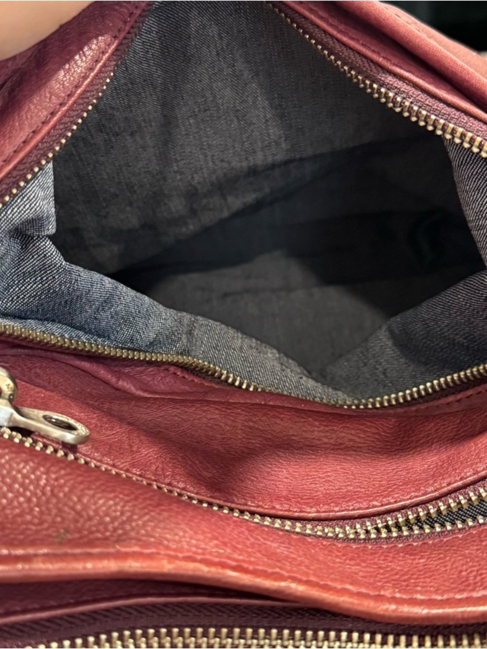 Christopher Kon Maroon Leather Hobo Bag - Pleated Slouchy Shoulder Purse - Picture 7 of 15